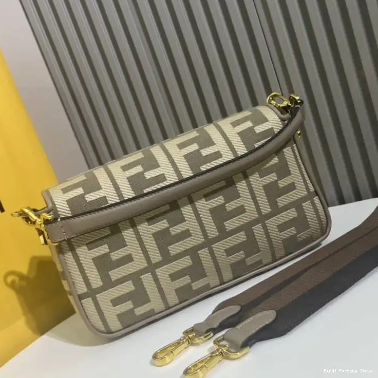 Cheap Grey FF Motif Bag In Medium Fendi Baguette Canvas 0504